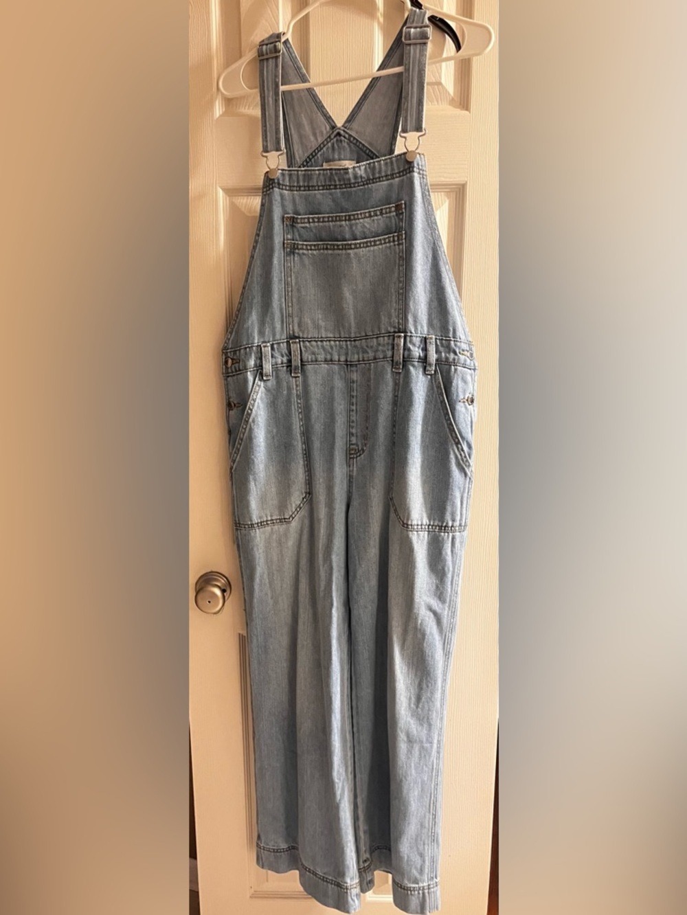 Light Wash Denim Wide leg Overalls